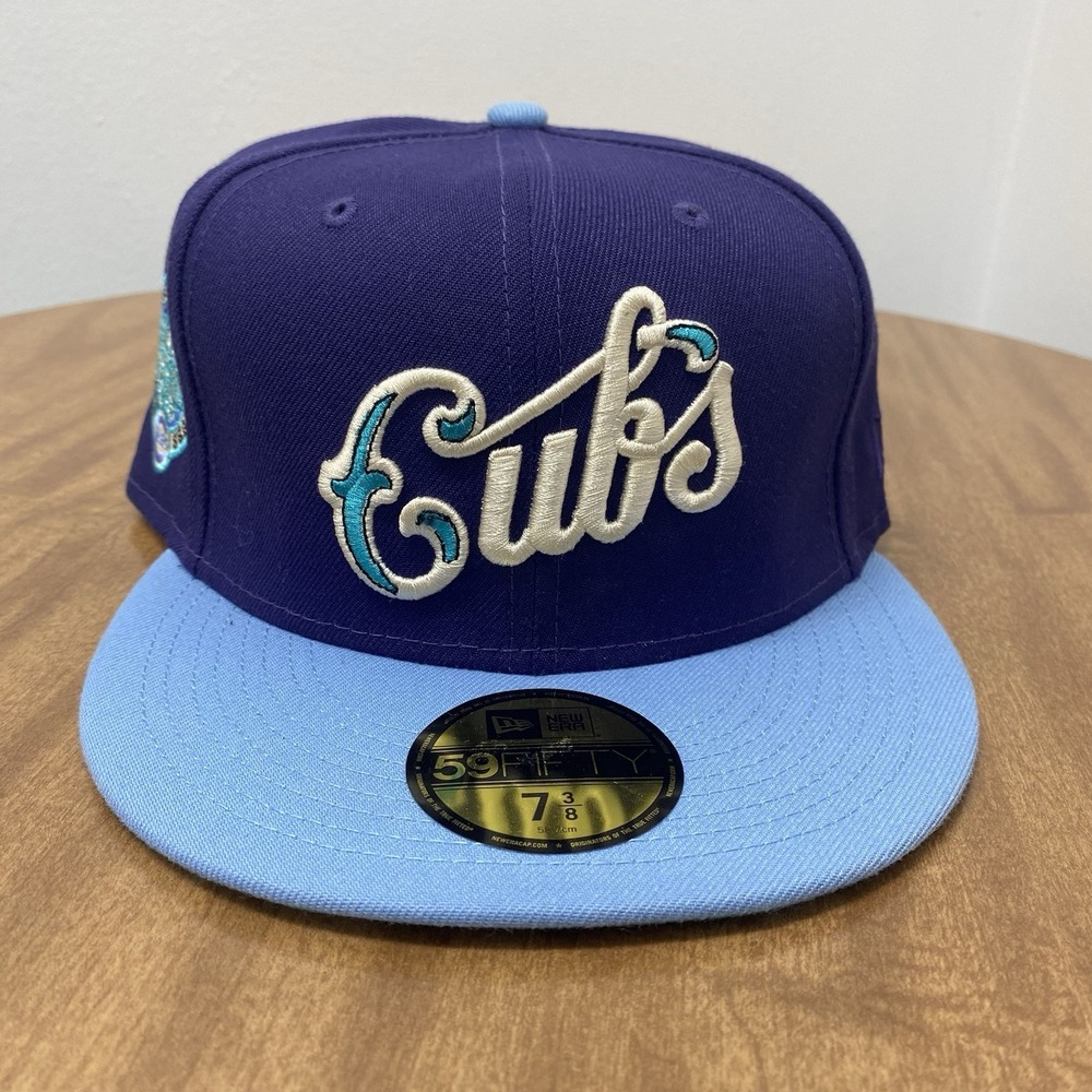 New Era Chicago Cubs 59Fifty Wrigley Field Retro Purple Sky Fitted Hat Cap 7 3/8